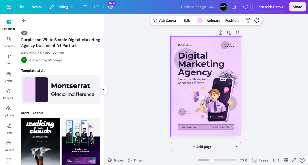 Canva tutorial for beginners: use template