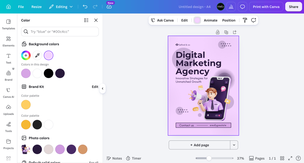 Canva tutorial for beginners: change colors