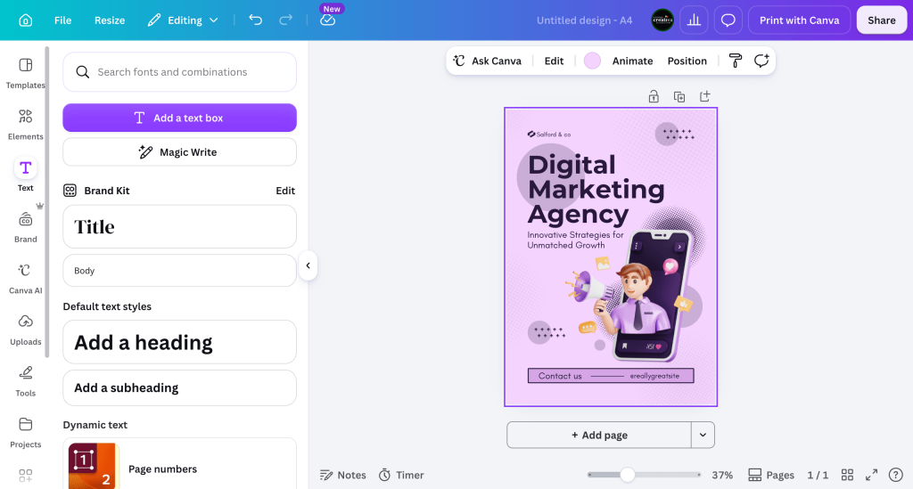 Canva tutorial for beginners: add text