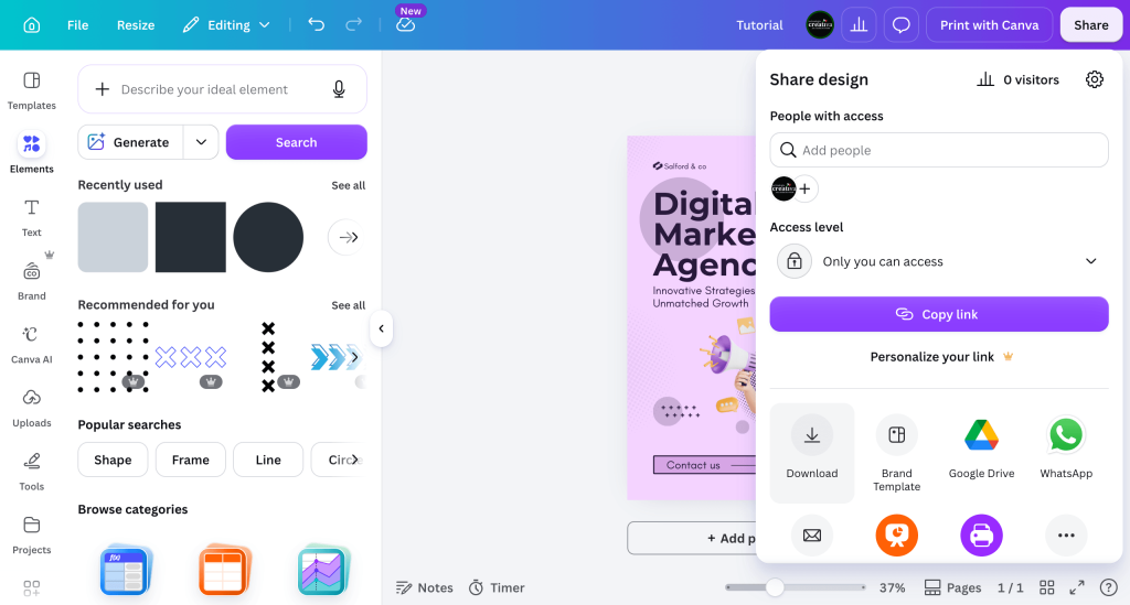 Canva tutorial for beginners: export file